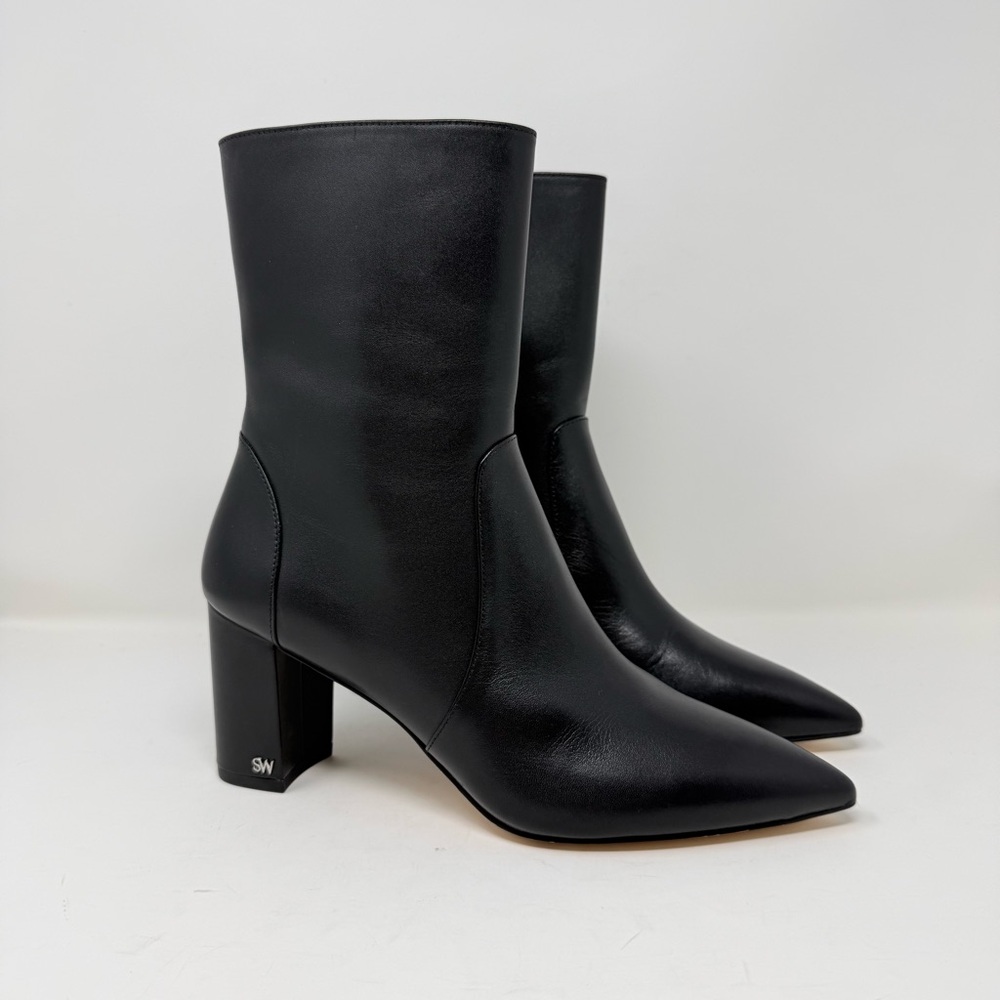 New Stuart Weitzman Renegade Ankle Bootie Black Leather Sz 8.5 - Picture 2 of 13